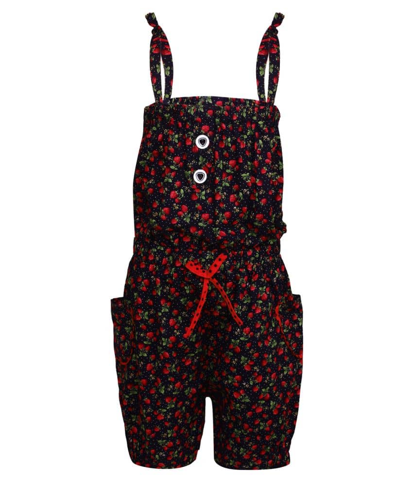 Arshia Fashions Girls Cotton Jumpsuit ( Pack of 1 , Red )