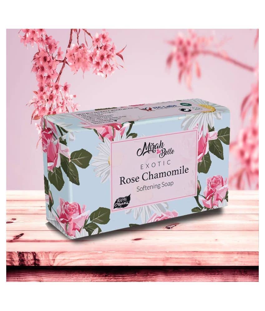 Mirah Belle - Organic Rose Chamomile Softening Soap 125gm - For Dry & Cracked Skin - Helps Makes Skin Soft & Smooth- Handmade Soap