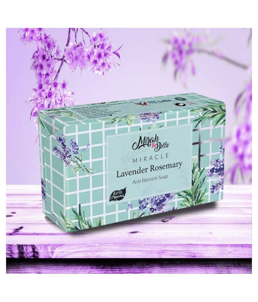     			Mirah Belle - Organic Lavender Rosemary Anti - Blemish Soap 125gm - Best for Clogged Pores, Blackheads, Dark Spots & Scars- Handmade Soap