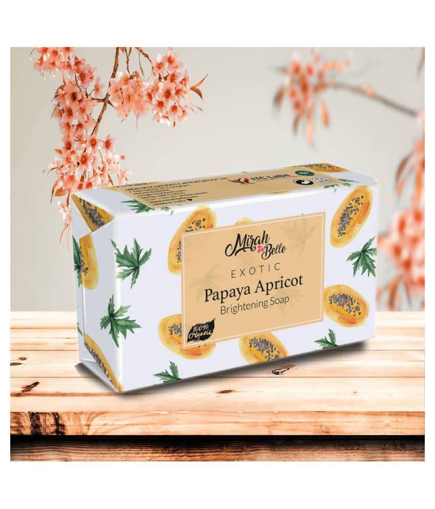 Mirah Belle - Organic Papaya Apricot Brightening Soap 125gm - For Tanned & Fatigued Skin- Handmade Soap