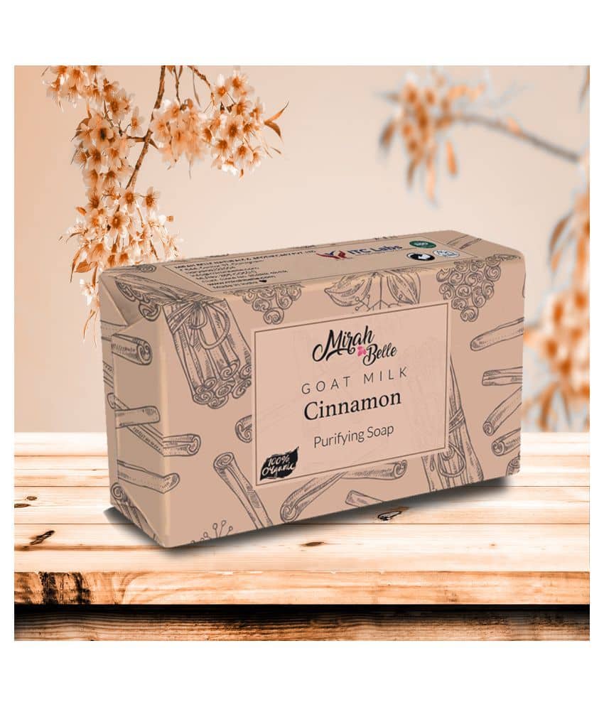 Mirah Belle - Organic Goat Milk, Cinnamon Purifying Soap Bar 125gm - For Oily & Infection Prone Skin- Handmade Soap