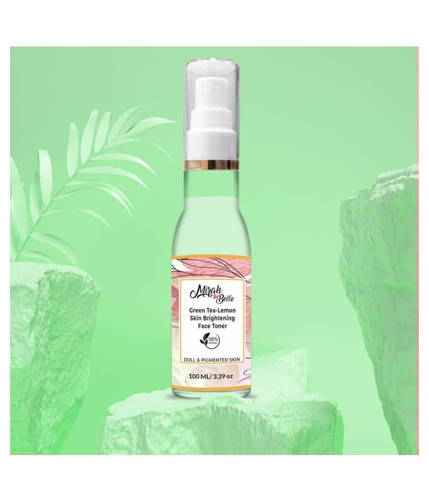 Mirah Belle Skin Brightening Face Toner - Green Tea and Lemon - Paraben Free Astringent 100 mL