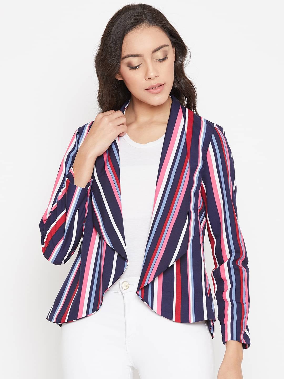     			Purys Polyester Blend Summer Blazers - Navy