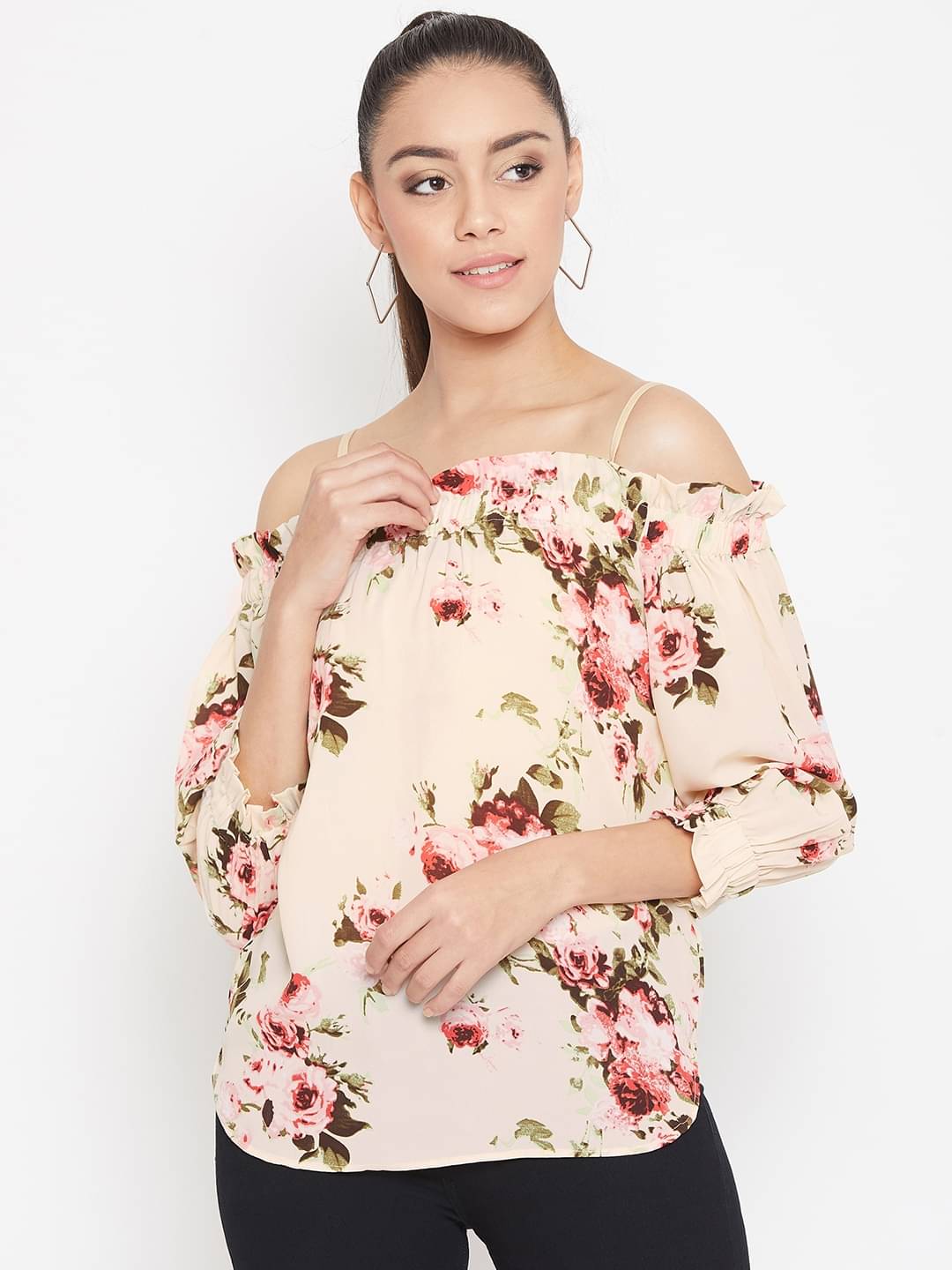 Purys Women's Polyester Regular Top ( Off White ) Purys Women's Polyester Regular Top ( Off White )