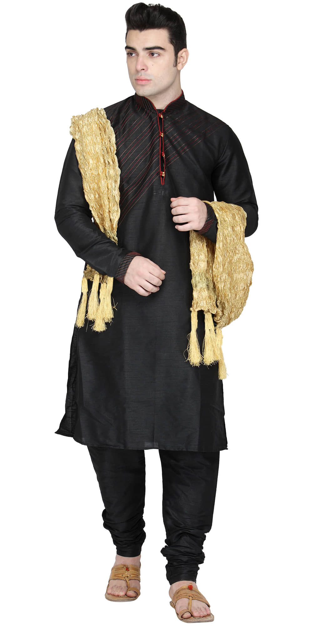 SKAVIJ Black Silk Blend Kurta Pyjama Set - Kurtas & Kurta Sets | Buy online on ZillyBuy