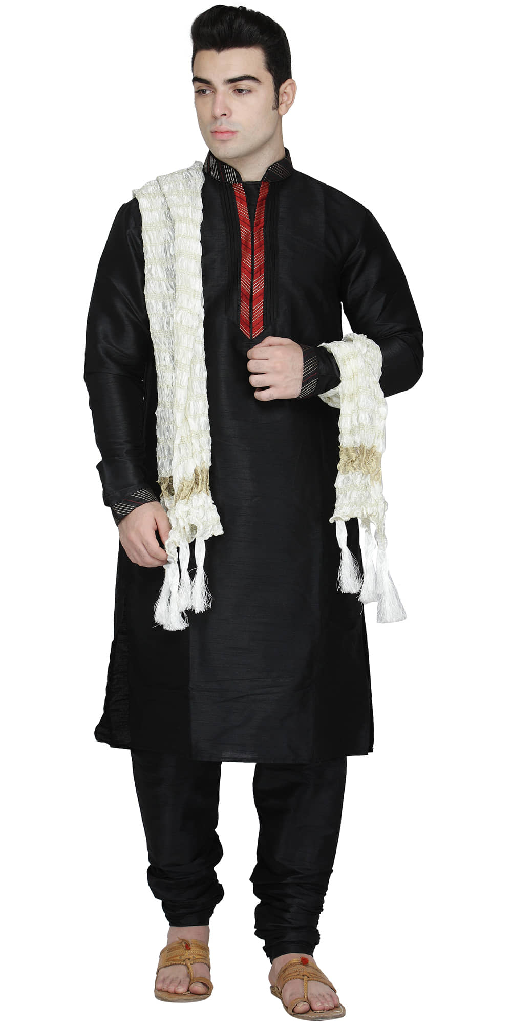 SKAVIJ Black Silk Blend Kurta Pyjama Set - Kurtas & Kurta Sets | Buy online on ZillyBuy