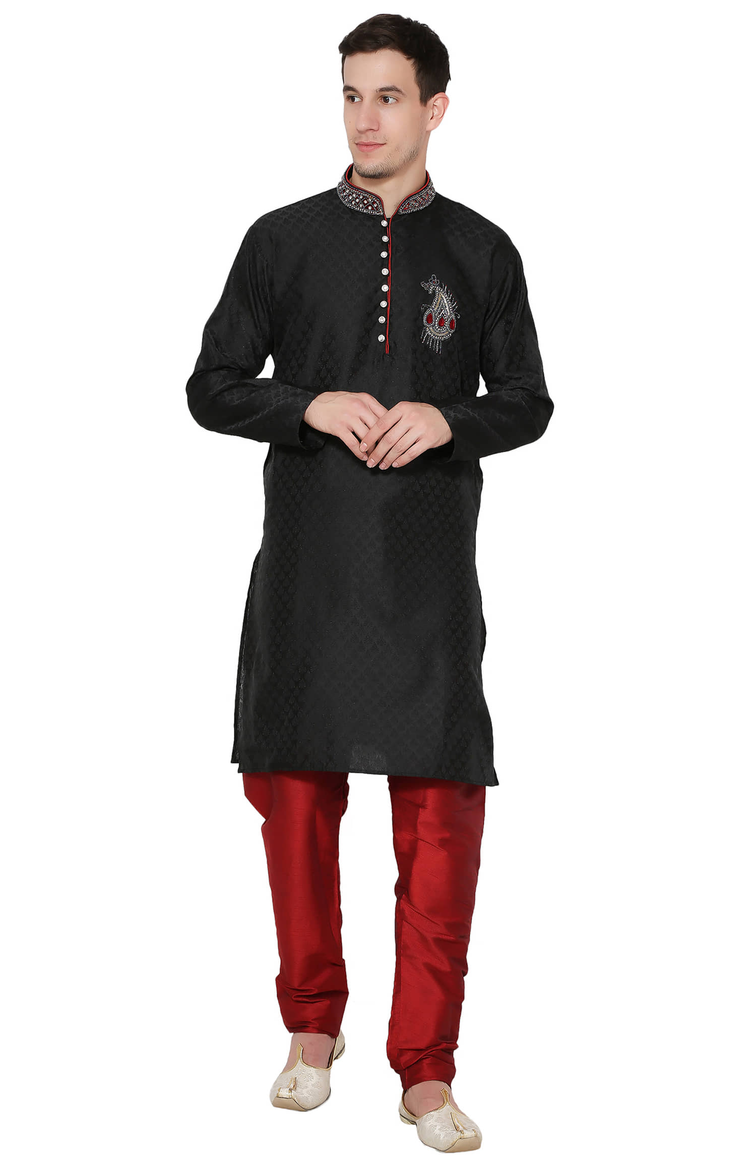 SKAVIJ Blue Silk Blend Kurta Pyjama Set - Kurtas & Kurta Sets | Buy online on ZillyBuy