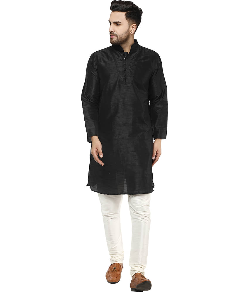 SKAVIJ Gold Silk Blend Kurta Pyjama Set - Kurtas & Kurta Sets | Buy online on ZillyBuy