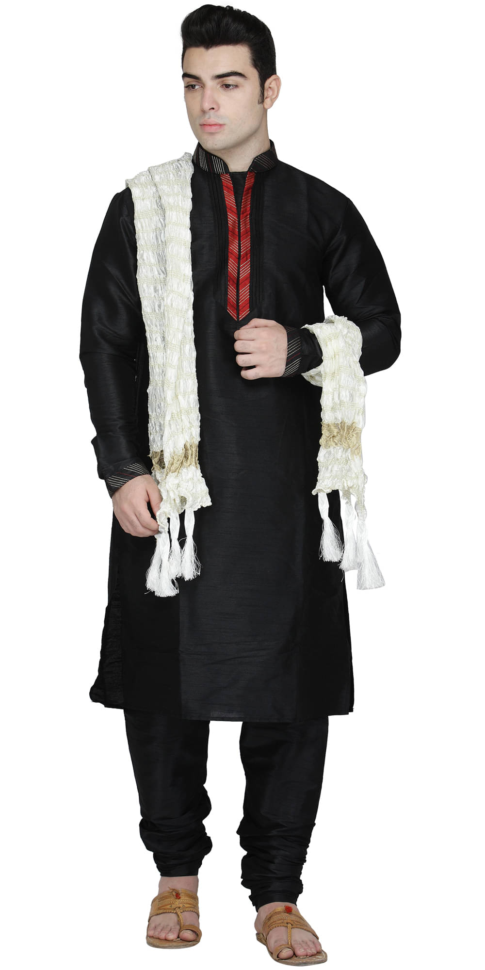     			SKAVIJ Black Silk Blend Kurta Pyjama Set