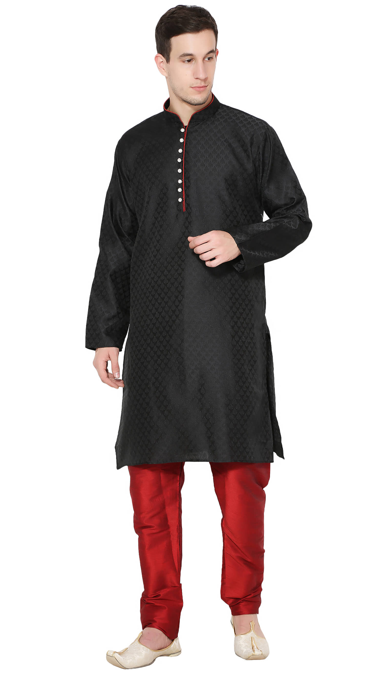 SKAVIJ Black Silk Blend Kurta Pyjama Set - Kurtas & Kurta Sets | Buy online on ZillyBuy