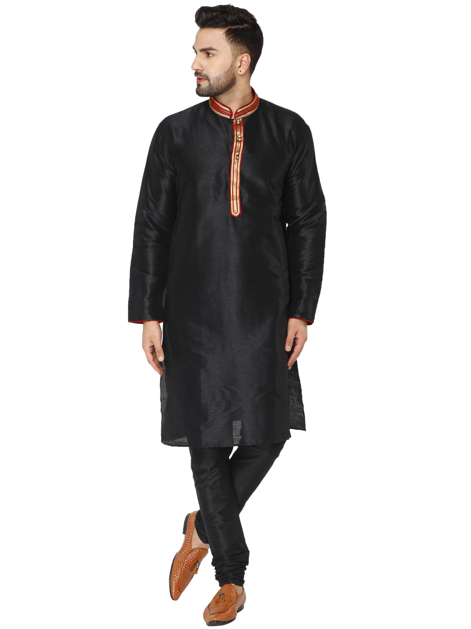SKAVIJ Black Silk Blend Kurta Pyjama Set SKAVIJ Black Silk Blend Kurta Pyjama Set
