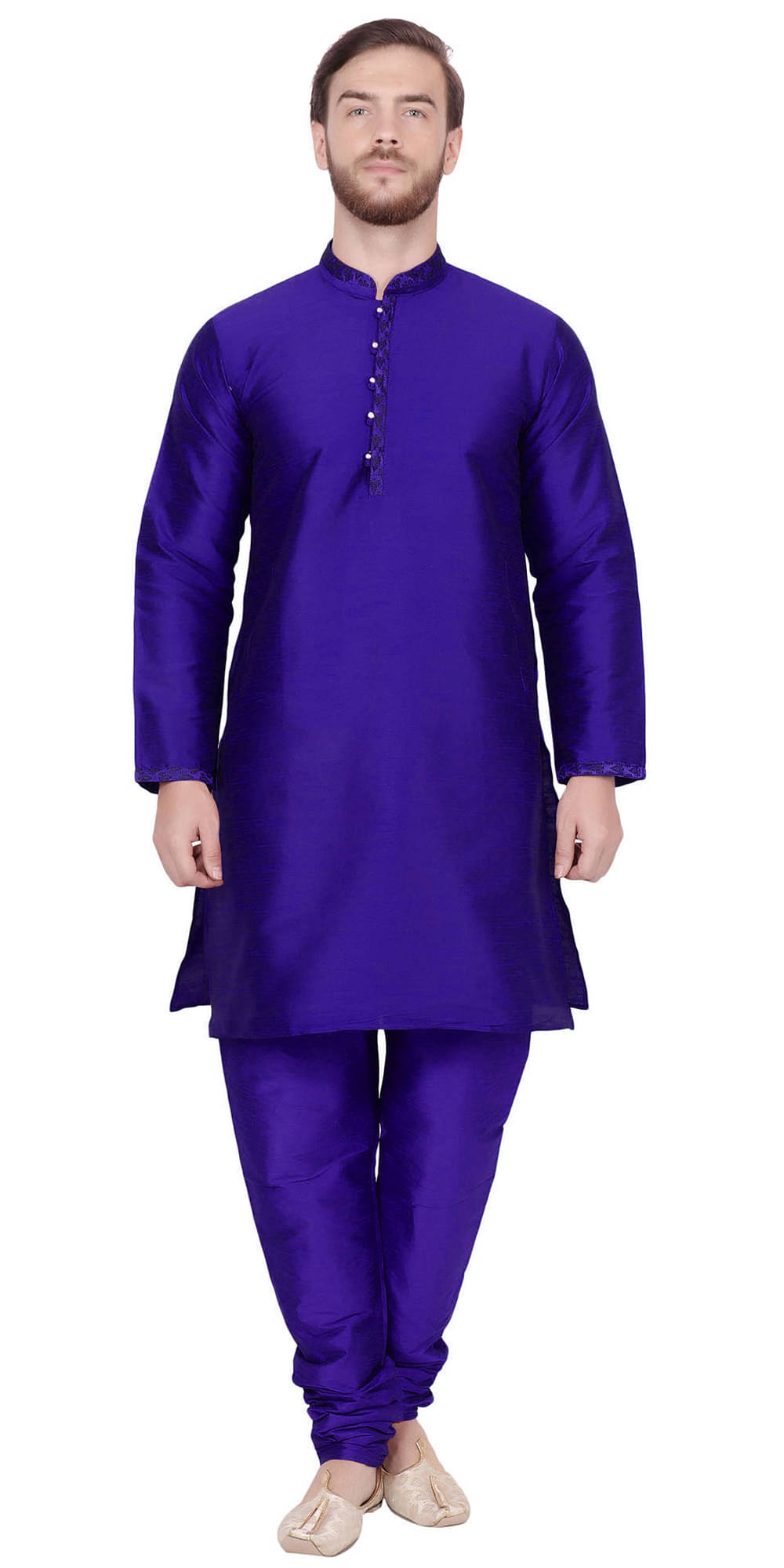     			SKAVIJ Blue Silk Blend Kurta Pyjama Set