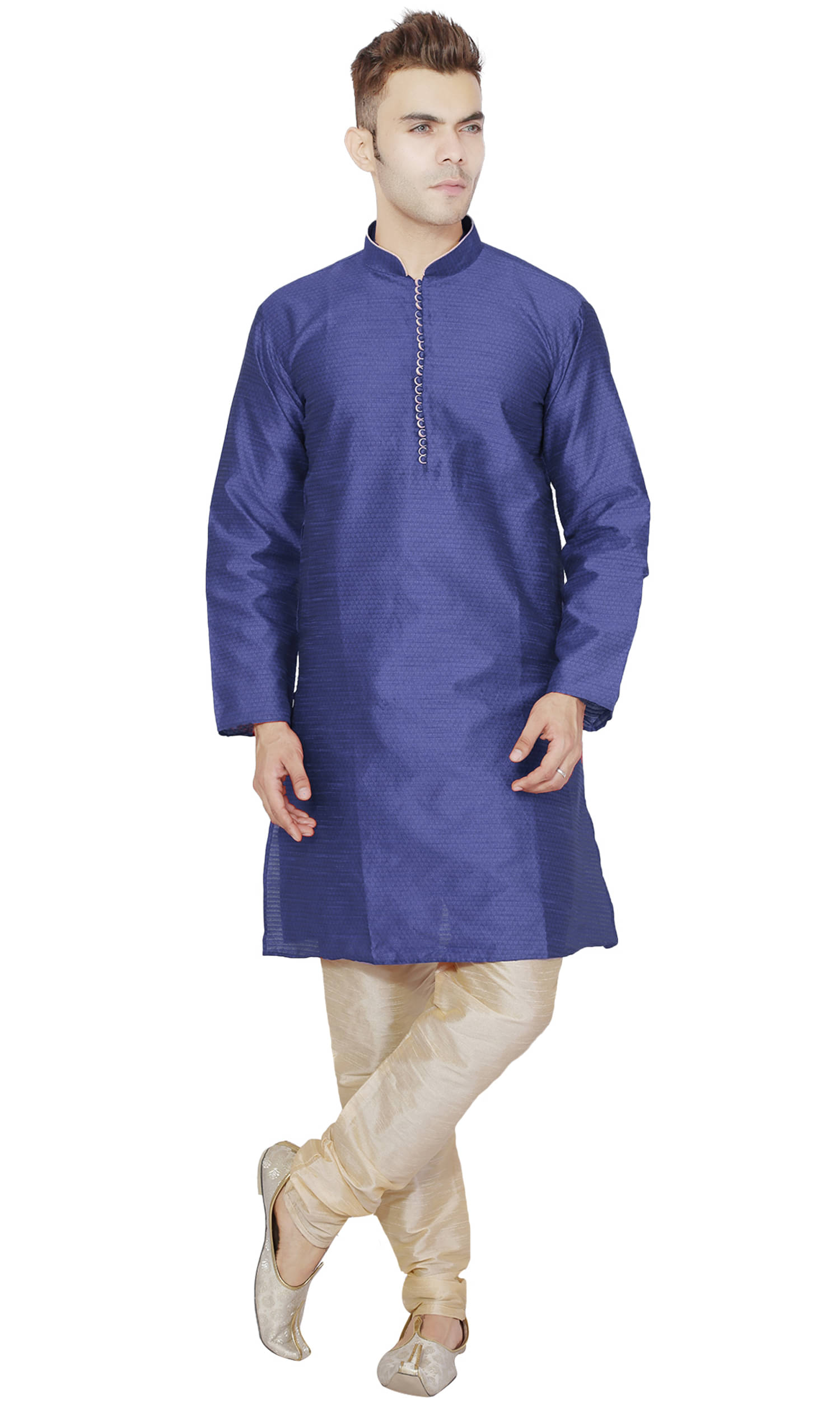 SKAVIJ Blue Silk Blend Kurta Pyjama Set SKAVIJ Blue Silk Blend Kurta Pyjama Set