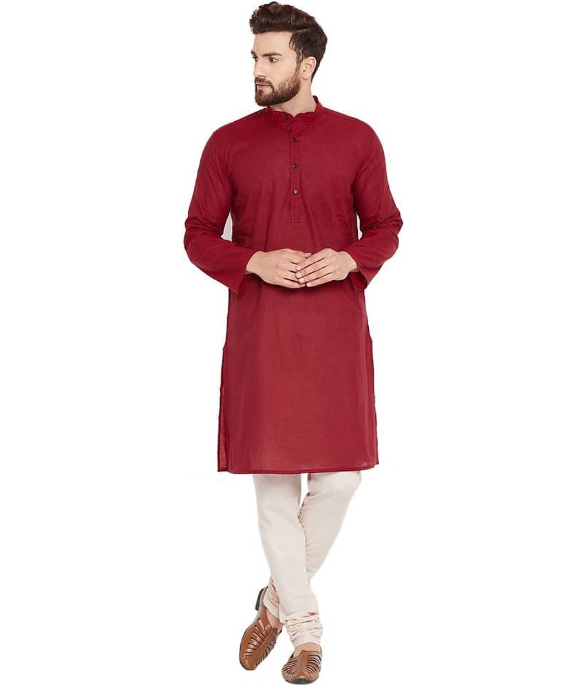 SKAVIJ Red Cotton Kurta Pyjama Set - Kurtas & Kurta Sets | Buy online on ZillyBuy