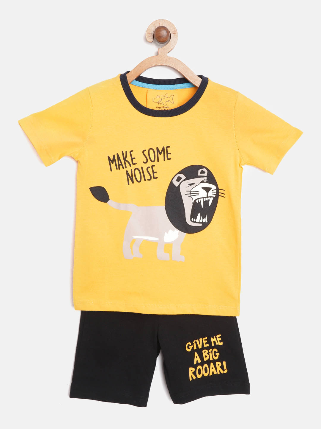 Lazy Shark Pack of 1 Boys Cotton Blend T-Shirt & Shorts Set ( Yellow ) Lazy Shark Pack of 1 Boys Cotton Blend T-Shirt & Shorts Set ( Yellow )