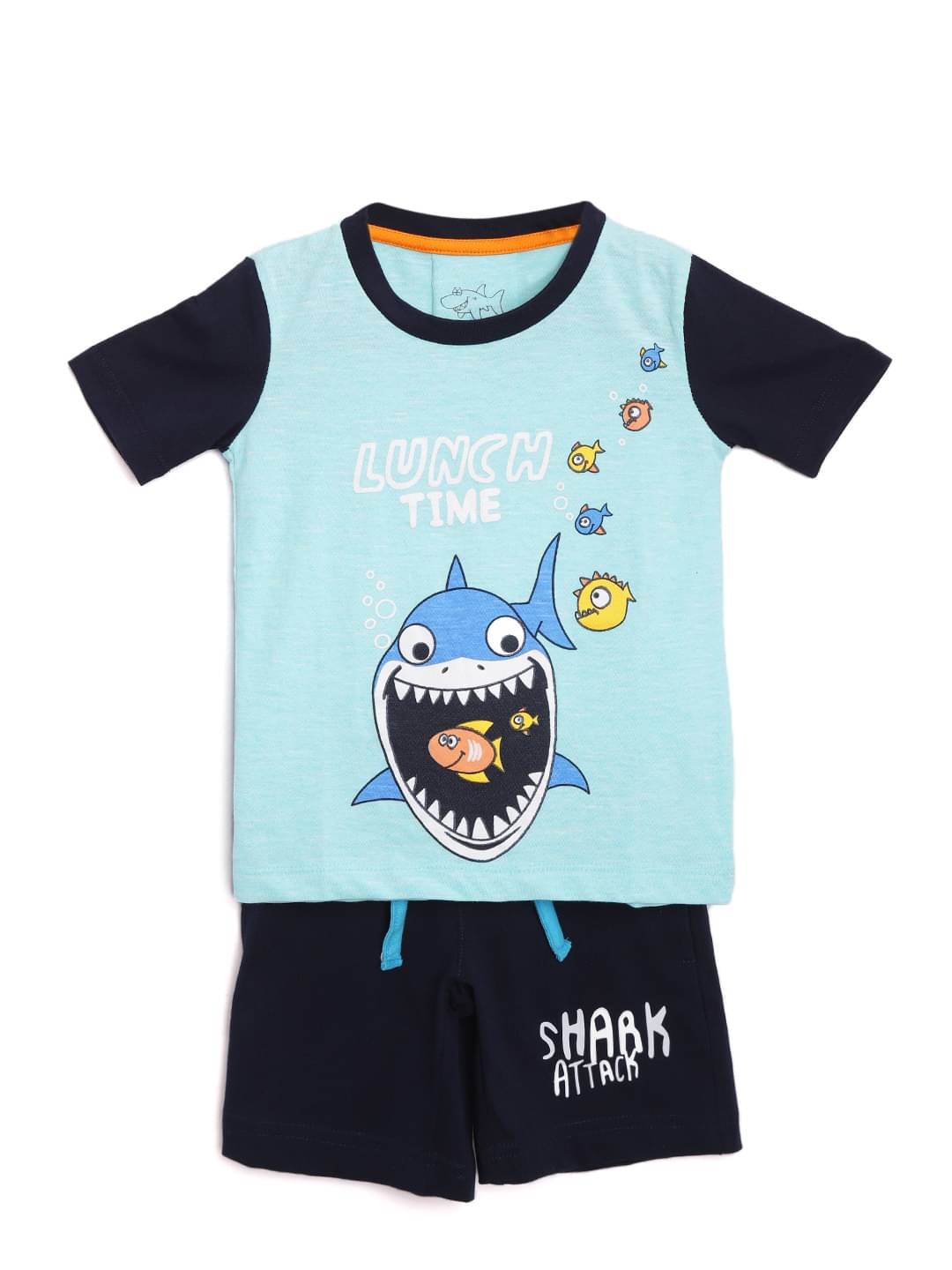     			Lazy Shark Pack of 1 Boys Cotton Blend T-Shirt & Shorts ( Blue )