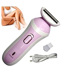 GLOBAL ART 2in1 Waterproof Chargeable Hair Remover Trimmer Painless Epilator Foil Shaver ( Pink & White )