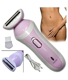 P 2in1 Washable Chargeable Women Lady Hair Remover Shaver Trimmer Painless Epilator ( Pink & White )