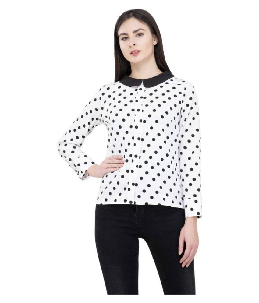 POPWINGS Women's Polyester Regular Top ( White ) POPWINGS Women's Polyester Regular Top ( White )