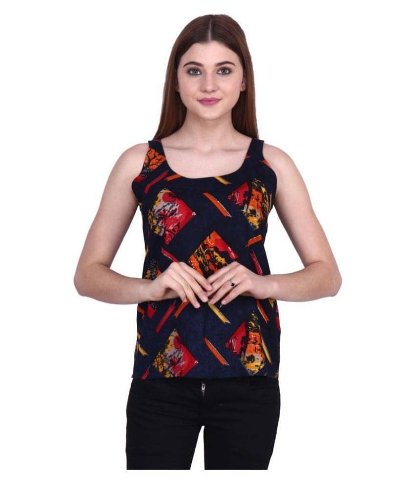 POPWINGS Women's Rayon Regular Top ( Blue ) POPWINGS Women's Rayon Regular Top ( Blue )