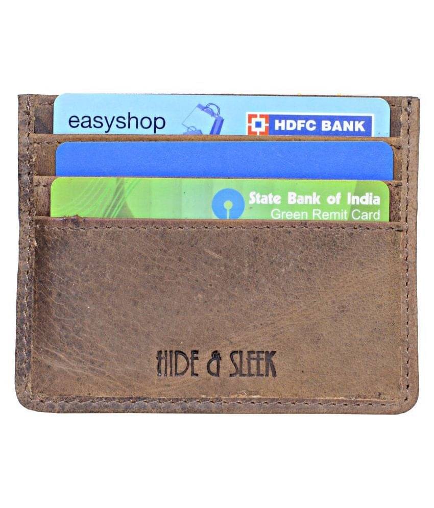     			Hide&Sleek RFID Protected Hunter Brown Leather Atm Card Holder