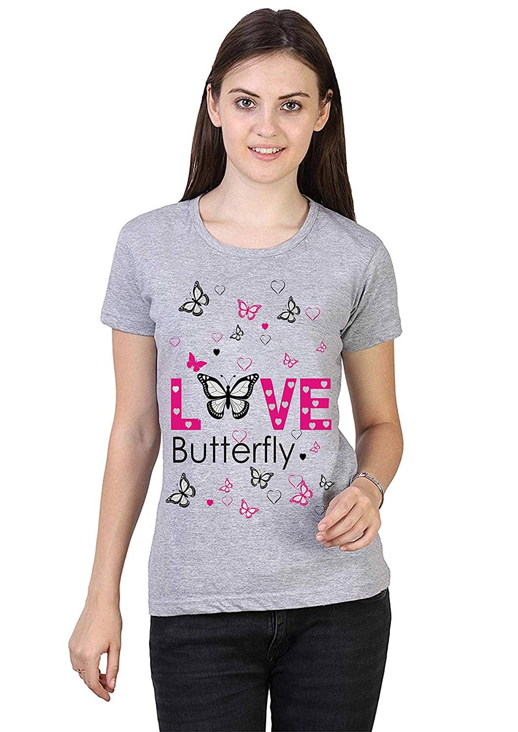 MIST N FOGG Women Cotton Regular Fit Round Neck T-Shirt ( Grey )