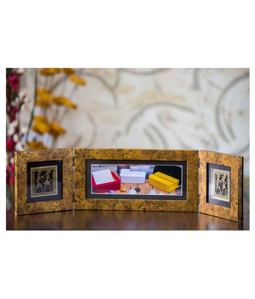    			Olha-O-Ethnic-Gifting- Wood TableTop Gold Single Photo Frame - Pack of 1