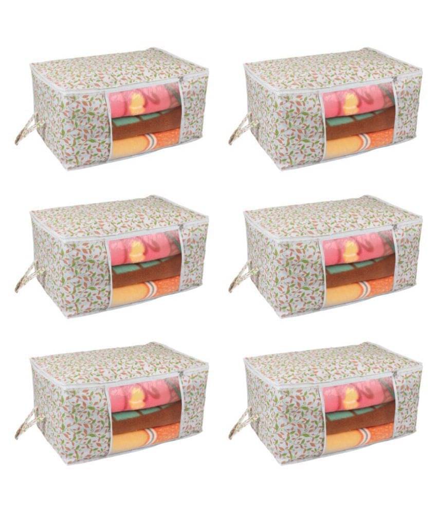     			Prettykrafts Underbed Storage Bag, Storage Organizer, Blanket Cover with Side Handles (Set of 6 pcs)