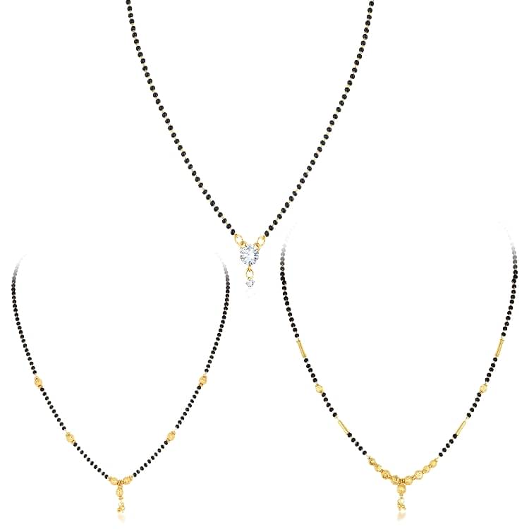     			Sukkhi Sparkling Gold Plated Cz Solitaire Mangalsutra Combo For Women Pack Of 3
