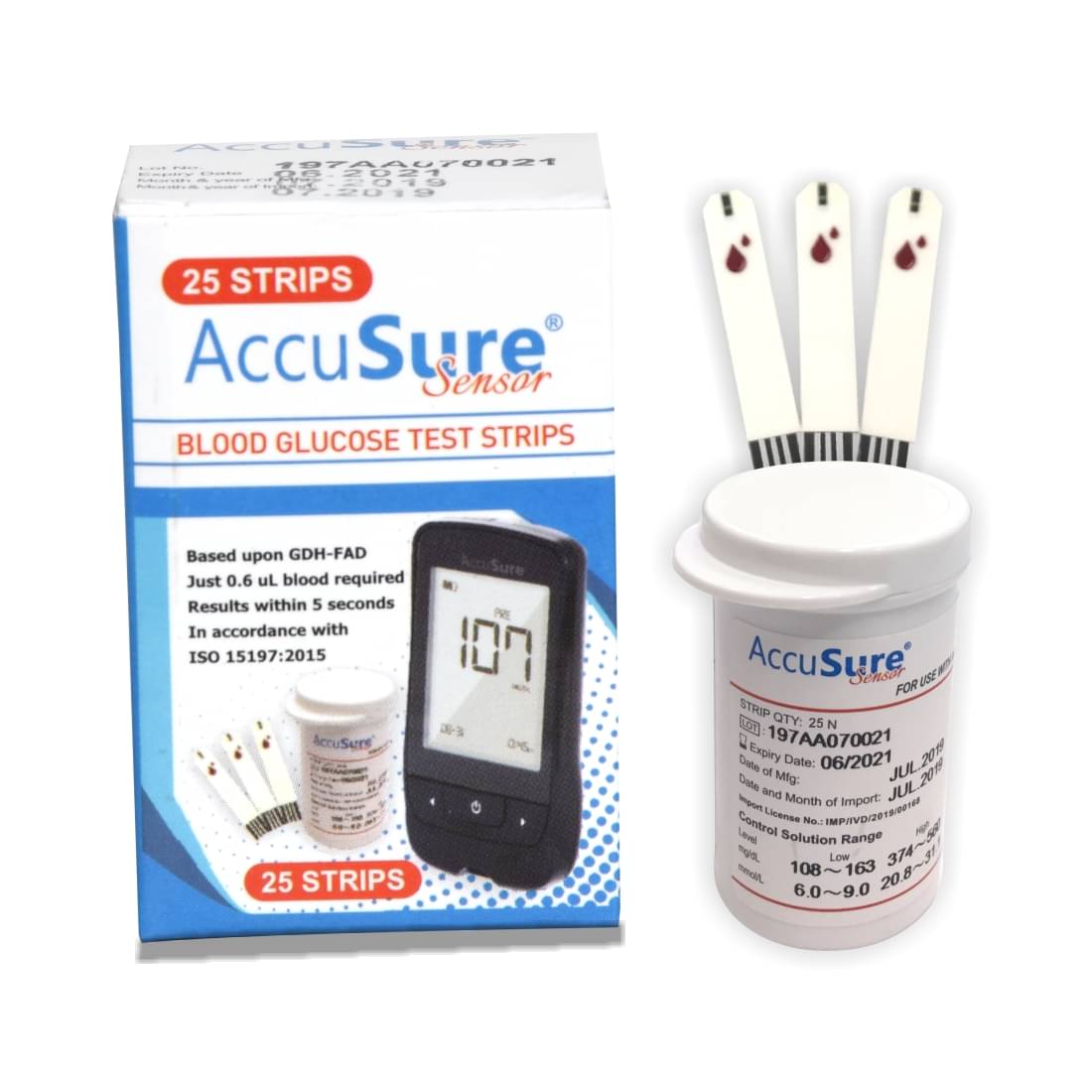     			ACCUSURE Sensor Glucometer Test Strips Pack of 1(Pack of 25)