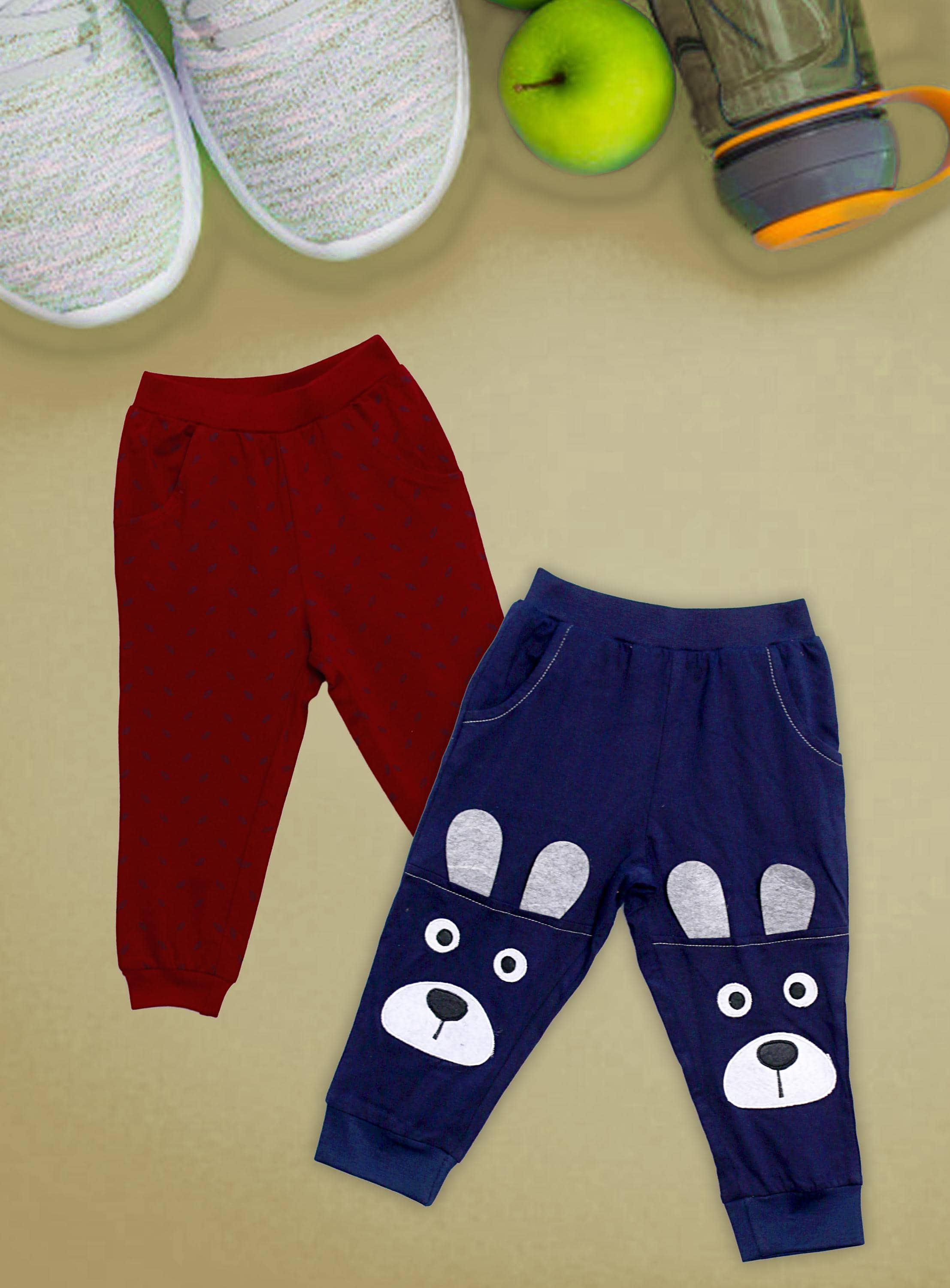 Me N My CLOSET Pack of 2 Unisex for Baby Cotton Pyjama ( Multi Color ) - Track Pants | Buy online on ZillyBuy