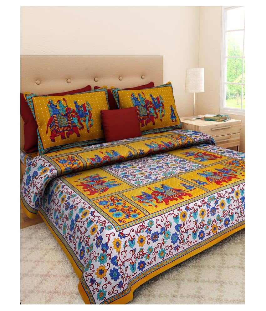 Bombay Spreads Cotton King Bedsheet ( Yellow )