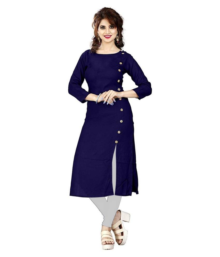     			HF Holyday Fashion Blue Rayon Straight Kurti