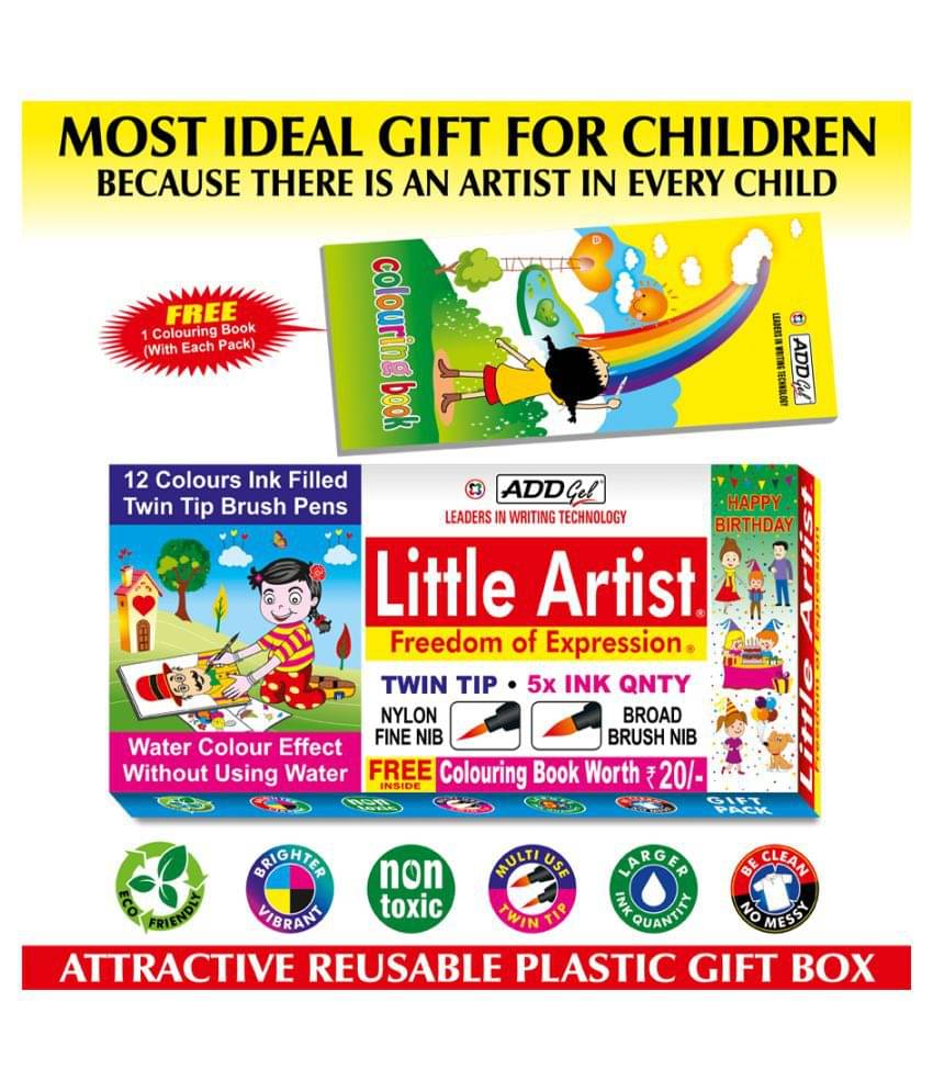 Little Artist - Twin Tip Brush Pen - Pack of 6 Little Artist - Twin Tip Brush Pen - Pack of 6