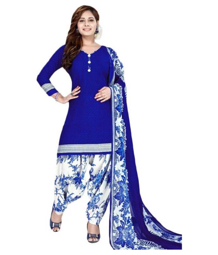 Reya Blue Crepe Dress Material Reya Blue Crepe Dress Material