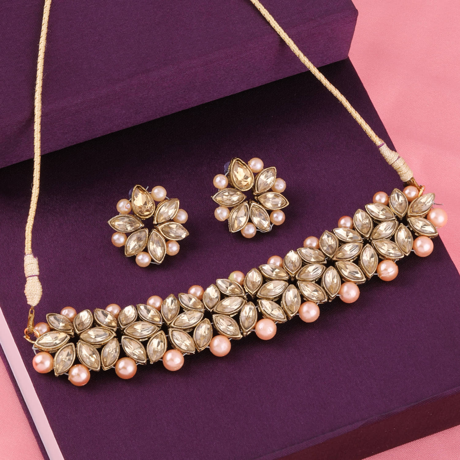 Silver Shine Alloy Golden Contemporary Contemporary/Fashion Antique Necklaces Set