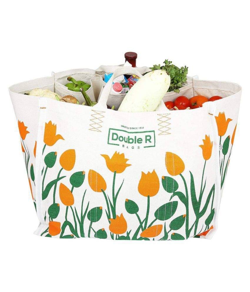     			Double R - White Canvas Grocery Bag