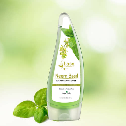 Lass Naturals Neem & Basil Face Wash - Natural Face Wash for all Skin Types 130ml Face Wash 130 mL