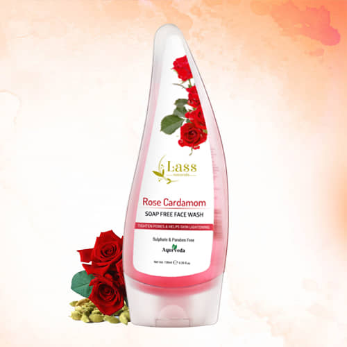 Lass Naturals Rose & Cardamom Face Wash Soap-Free Face Wash, 130ml Face Wash 130 mL