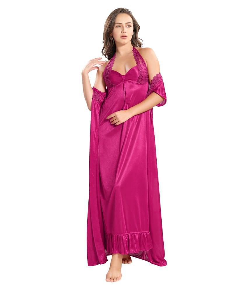 Reposey Satin Nighty & Night Gowns - Purple     			Reposey Satin Nighty & Night Gowns - Purple