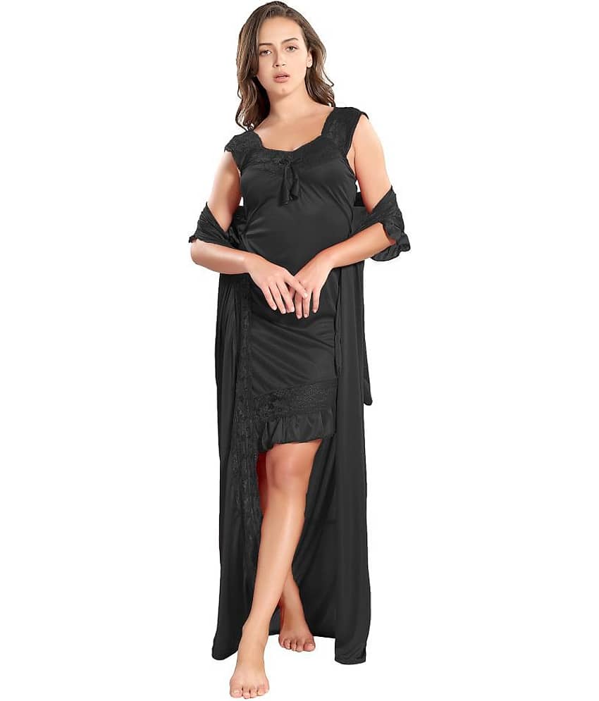 Reposey Satin Nighty & Night Gowns - Black - Nightwear & Loungewear | Buy online on ZillyBuy