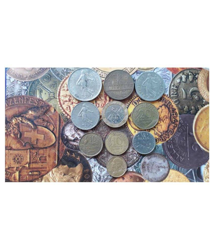     			10 X ALL DIFFERENT COINS SET FRANCE