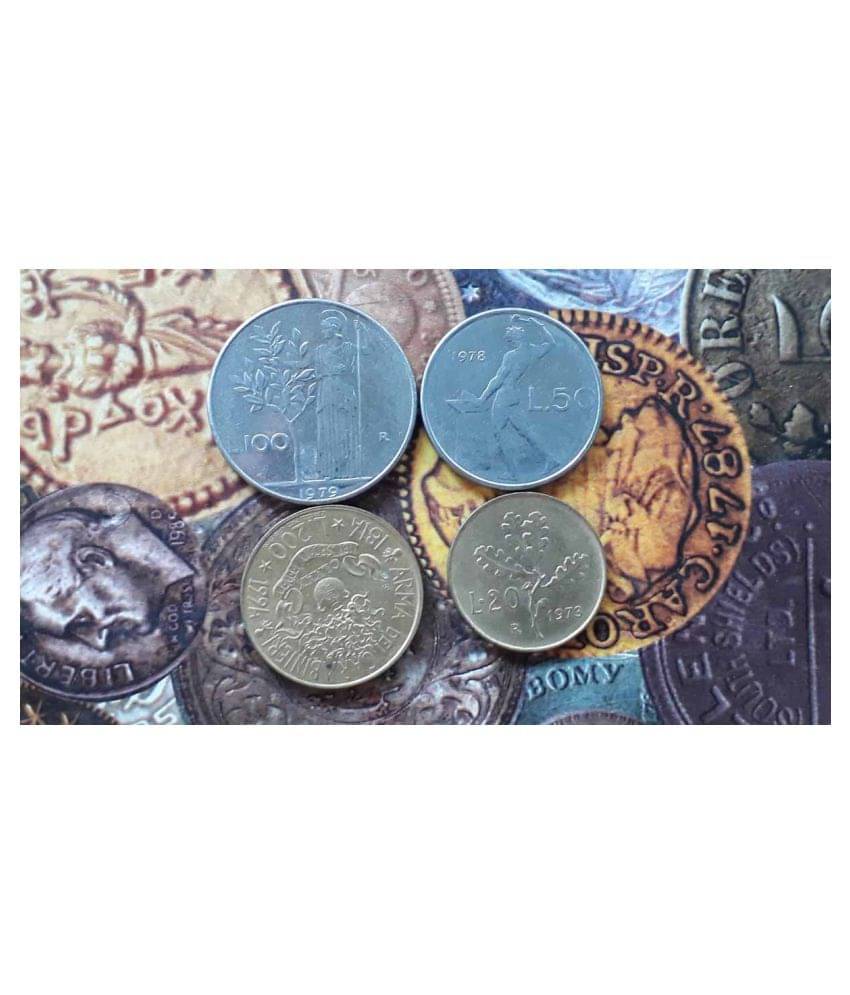     			4 X ALL DIFFERENT COINS SET, ITALY