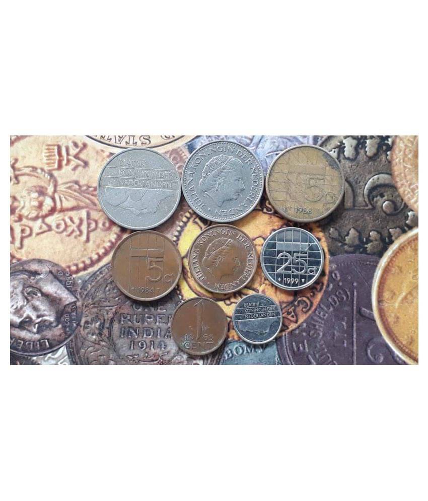     			8 X ALL DIFFERENT COINS SET,NEDERLAND
