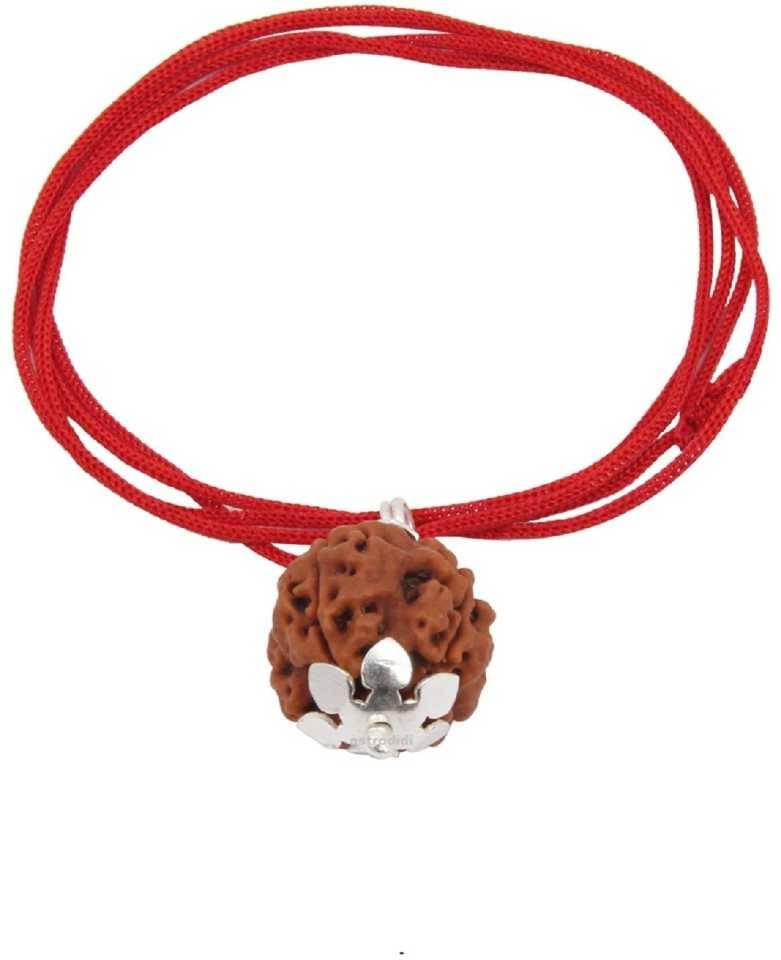     			Astrodidi 4 Mukhi Rudraksha Silver Pendant With Lab Certificate