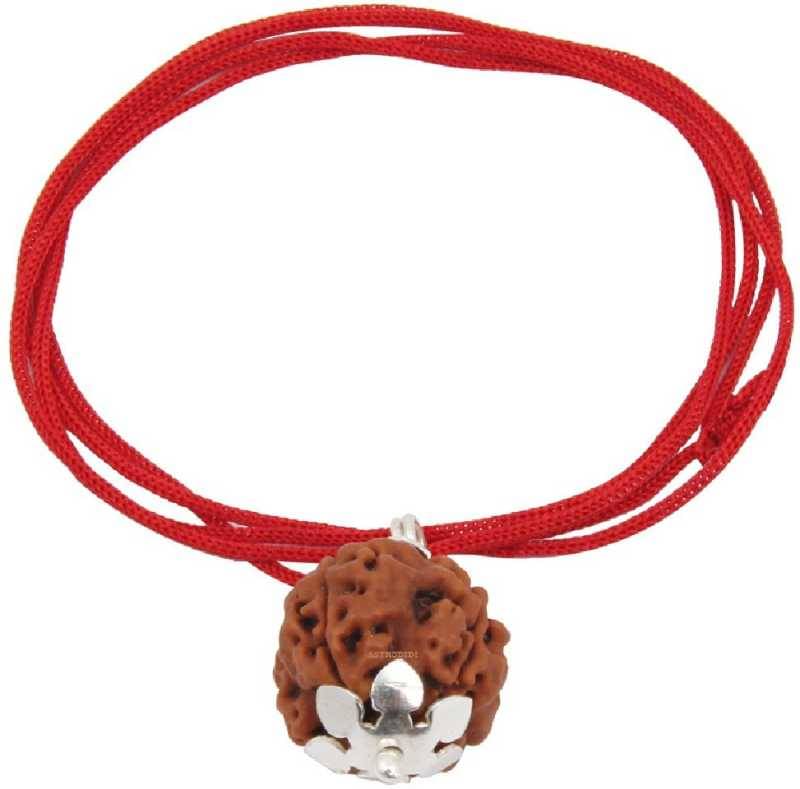     			Astrodidi 4 Mukhi Rudraksha Silver Pendant With Lab Certificate