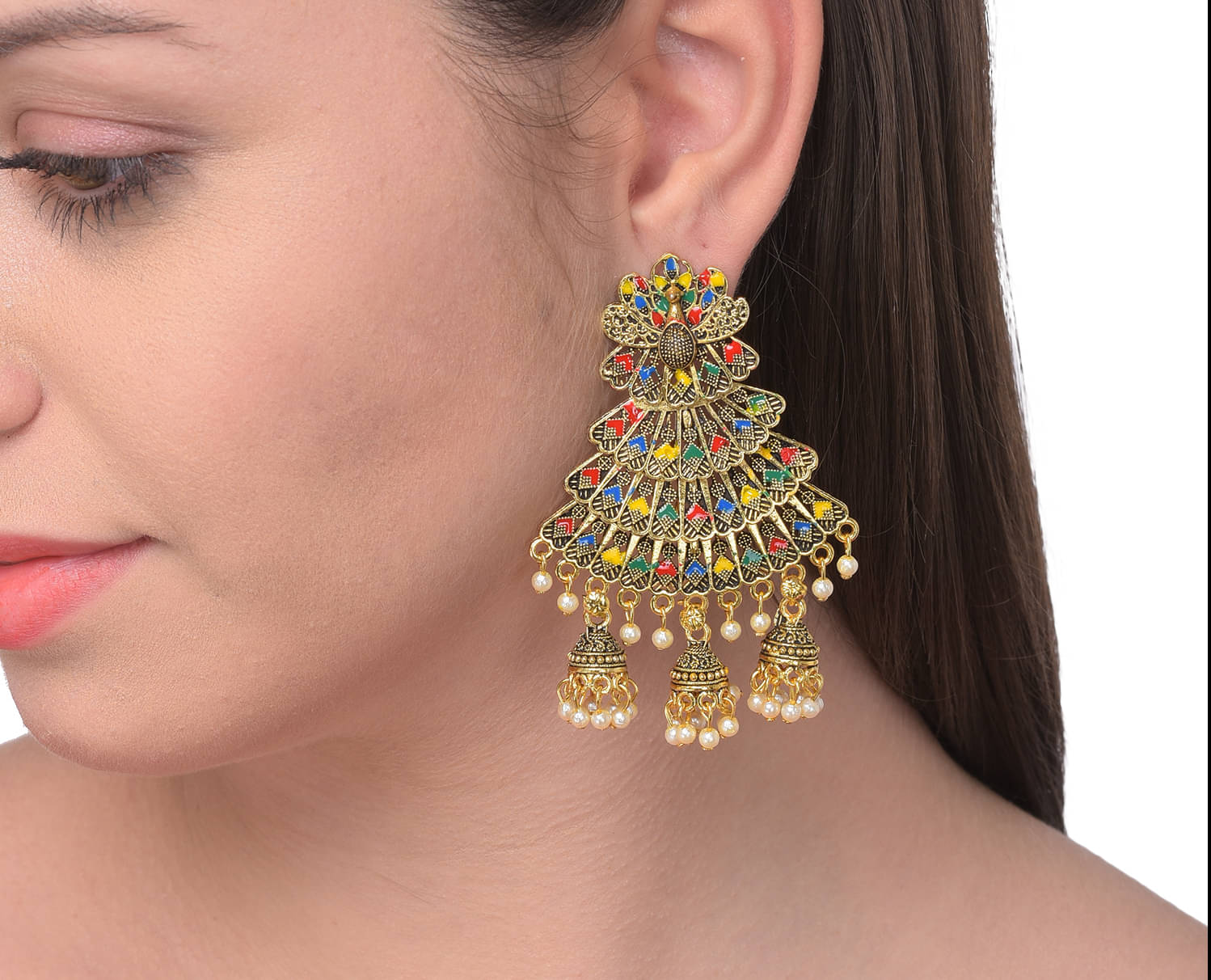     			Bhagya Lakshmi women's Pride Traditional Alloy Contemprary Earrings For Women