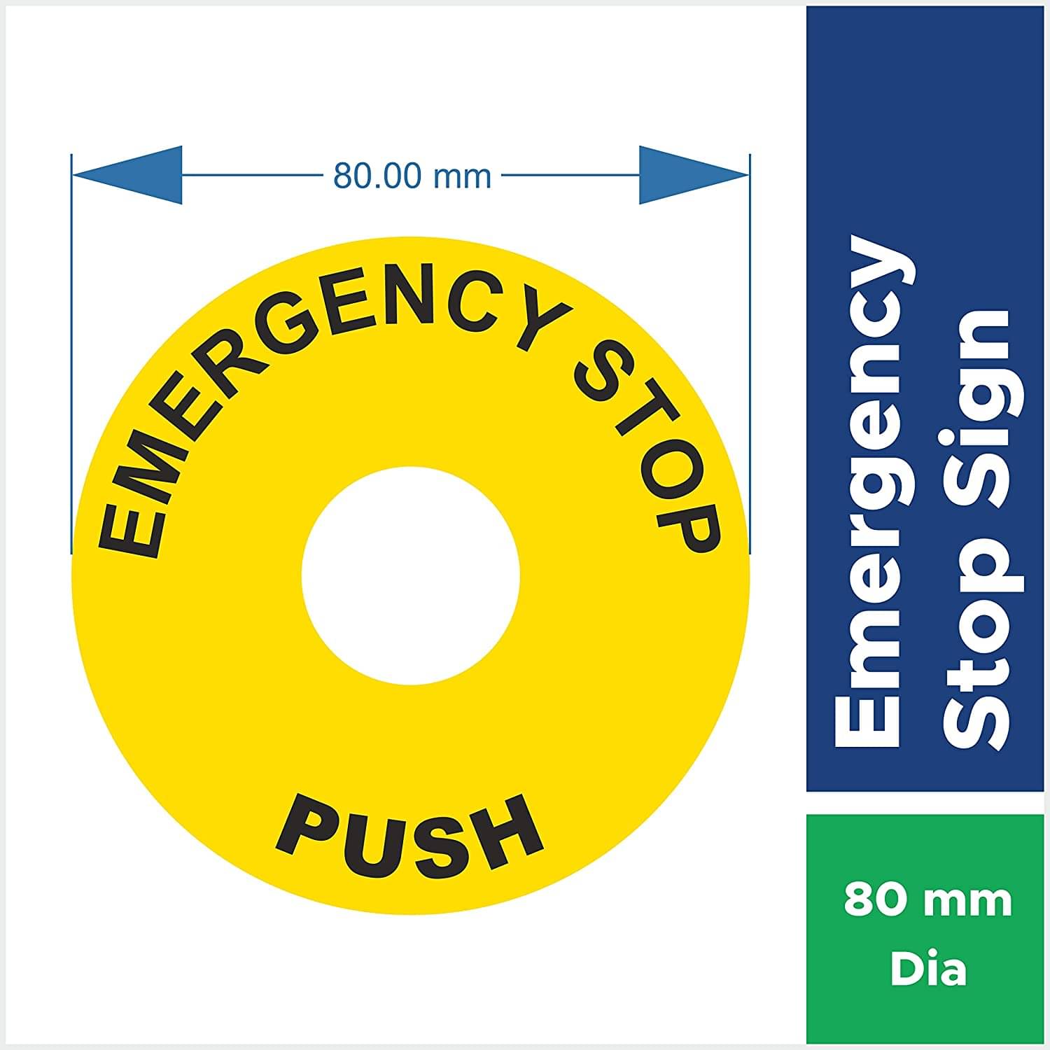    			Rangvishwa Enterprises Emergency Stop Sticker for Push Button Switch 3D Sticker ( 8 x 8 cms )