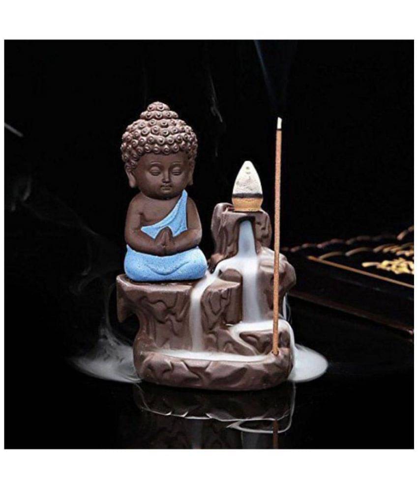     			FSN Blue Resin Monk Buddha Smoke Backflow - Pack of 1