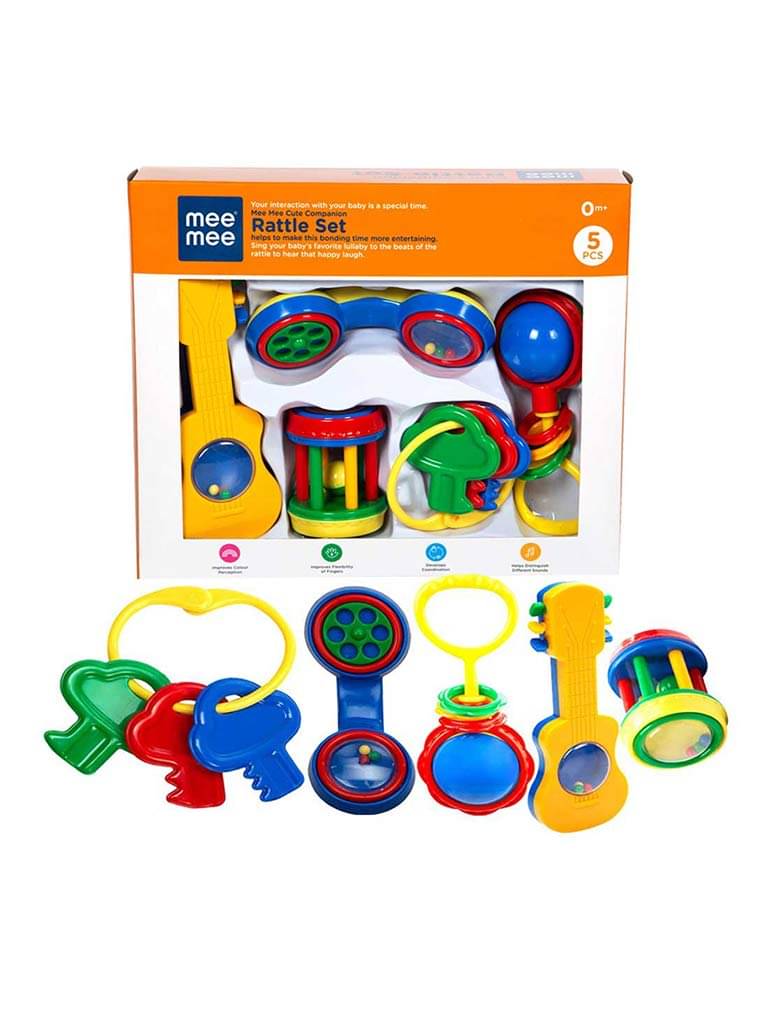     			Mee Mee Baby Rattle Set, Multi Color (4 Pieces)